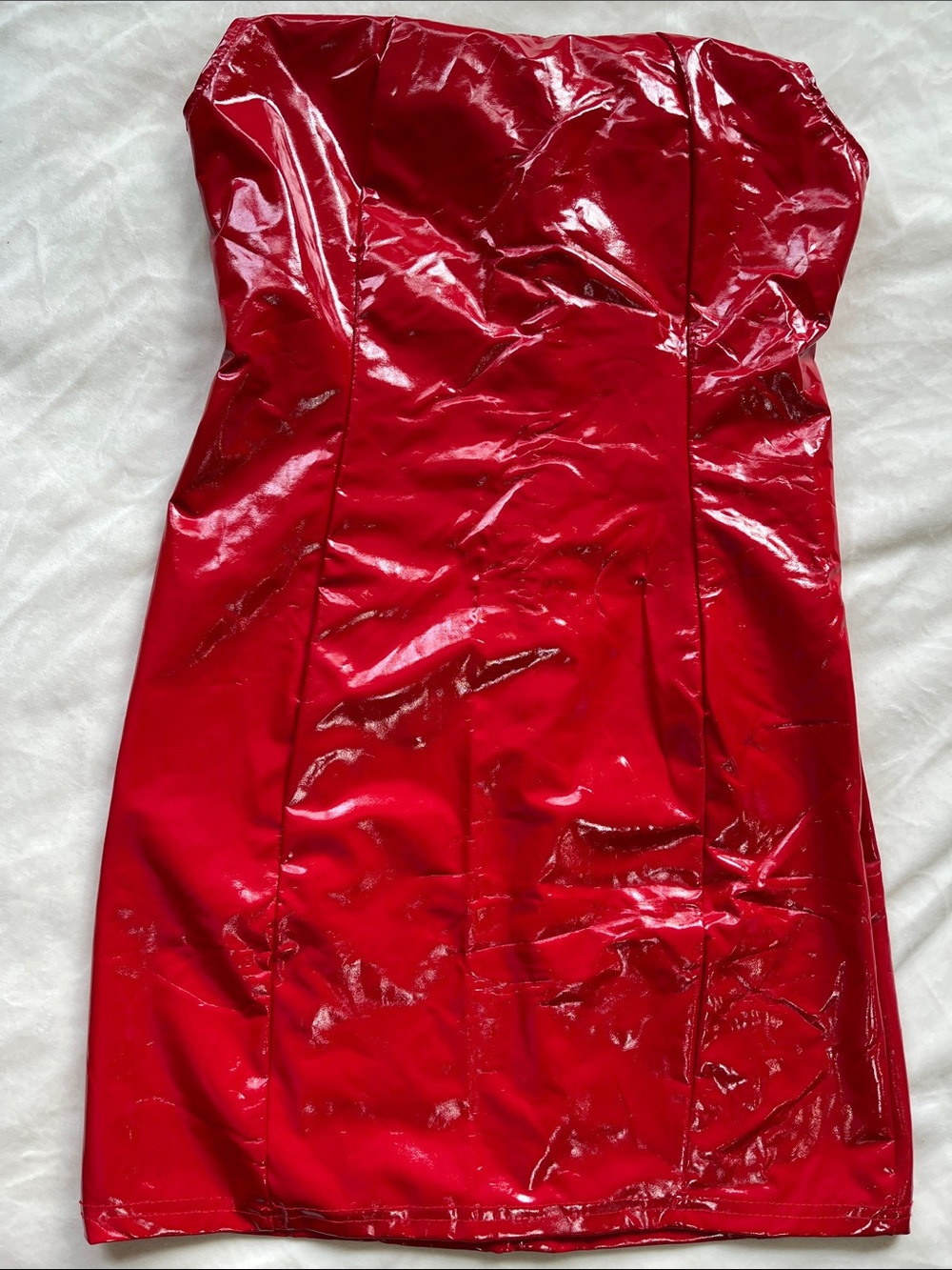 Red Patent Racerback Mini Dress - Picture 3 of 3